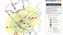 Atlanta Braves release graphic showing stadium parking, traffic management