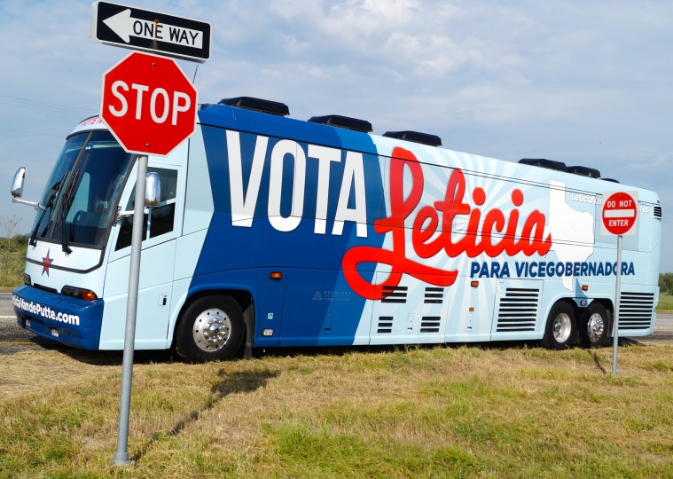 The bus, busted. South of Falfurrias, October 23, 2014.