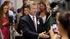 PHOTO: Sen. Rand Paul, R-Ky. is greeted by local Republicans before speaking at a gathering for local candidates, Tuesday, Aug. 5, 2014, in Hiawatha, Iowa. (AP Photo/Charlie Neibergall)