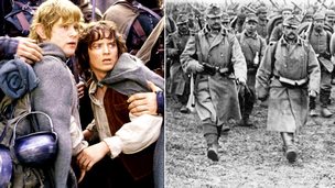 A scene from LOTR movie and WW1 soldiers