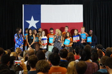 Wendy Davis speaks to students at the University of Texas at Austin, October 27, 2014.