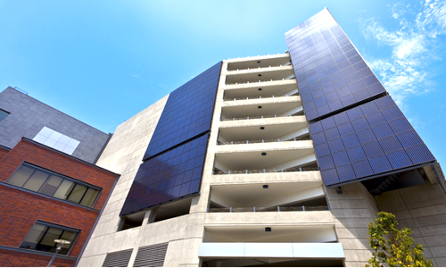 Solar Panels on an energy efficient building in San Diego, CA. Photo courtesy of Shutterstock