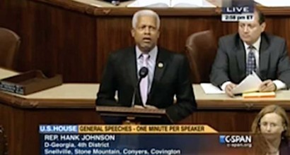 Rep. Hank Johnson recites "I can't breathe" on the House Floor on December 4, 2014 (Screenshot, C-SPAN)