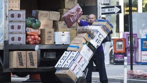 Man delivering goods in New York