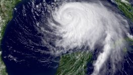 This handout image from the National Oceanic and Atmospheric Administration (NOAA) shows Hurricane Ike appearing as a large and powerful storm in the Gulf of Mexico on September 11, 2008. The coastal city of Galveston, Texas faces complete inundation from Hurricane Ike, and those who stay behind in one or two-storey homes "will face certain death," the National Hurricane Center said late September 11th. "All neighborhoods and possibly entire coastal communities will be inundated during the period of peak storm tide," the Center said in a special bulletin released at 0119 GMT ahead of the powerful storm's forecast landfall late Friday or early Saturday, September 12th-13th.  "Persons not heeding evacuation orders in single family one- or two-story homes will face certain death," it said.      AFP PHOTO / NOAA    == GETTY OUT == (Photo credit should read -/AFP/Getty Images)