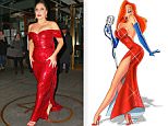 Lady Gaga channels Jessica Rabbit by wearing a dazzling red sequin dress in NYC\n\nPictured: Lady Gaga\nRef: SPL904986  041214  \nPicture by: XactpiX\n\nSplash News and Pictures\nLos Angeles: 310-821-2666\nNew York: 212-619-2666\nLondon: 870-934-2666\nphotodesk@splashnews.com\n