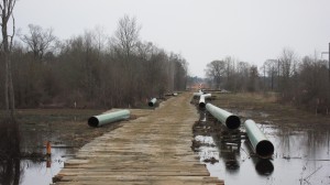 The Keystone XL pipeline under construction in East Texas in the Spring of 2013.