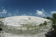 A concrete dome covers radioactive soil at Enewetak Atoll, Marshall Islands.