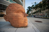 The Please Face sculpture in the Midtown neighborhood of Miami.