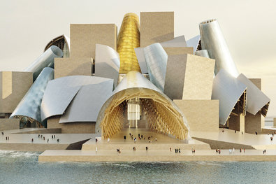 An artist’s rendering of the future Guggenheim Abu Dhabi, designed by Frank Gehry.