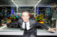 Jeff Koons at the North American premiere of his BMW Art Car last year.