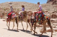 Melissa Biggs Bradley, center, with her children at Petra in Jordan in June 2014.