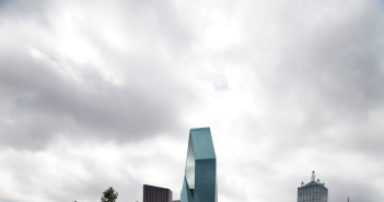 A concrete shard — it weighs approximately eight tons — on the Perot’s plinth rooftop