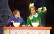 Connor Barth and Matt Kopec enjoy a pasta dinner in “Elf: The Musical.”