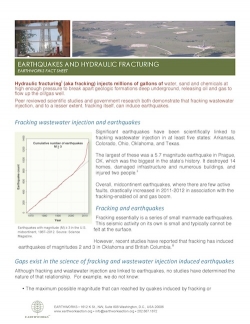 Fact Sheet: Earthquakes and Hydraulic Fracturing
