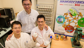 NTU Assoc Prof Chen Xiaodong with research fellow Tang Yuxin and PhD student Deng Jiyang