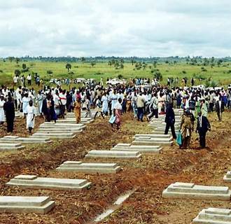 Image:  Ugandans who lost their relatives in the Ebola epidemic in Uganda participate in a service in their memory at the Bardege Division in Gulu District Northern Uganda