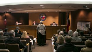 Lynda Stokes, the mayor of Reno, Texas, testified before the Railroad Commission of Texas on Jan. 21, 2014. She voiced her concern about an increased number of earthquakes around Eagle Mountain Lake.
