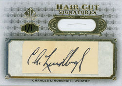 The trading card purported to bear the signature of aviator Charles Lindbergh.