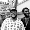 David Jude Jolicoeur aka Trugoy (from left), Vincent Mason aka P.A. Mase and Kelvin Mercer aka Posdnuos pose for a portrait outside the Apollo Theater in Harlem in September 1993.