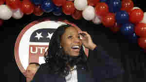 Republican Mia Love celebrates with her supporters after winning the race for Utah's 4th Congressional District on Tuesday.