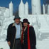 Senator and Mrs. Levin in front of an ice castle at Winter Carnival in Houghton