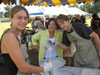 Congresswoman Hirono helps mix pancake batter at the 2008 Hana Business Council Taro Festival Pancake Breakfast on April 27th