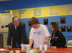 Senator Rockefeller working with students