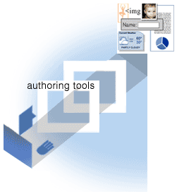 illustration of person using authoring tools in creating Web content