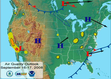 National Air Quality Outlook - click for larger map