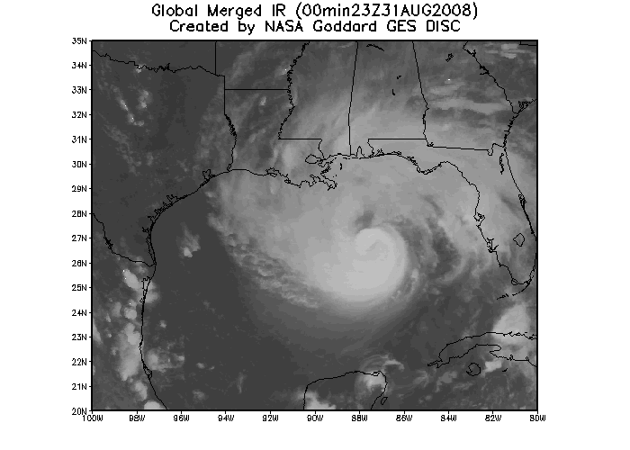 Hurricane Gustav Merged IR data 08-31-2008