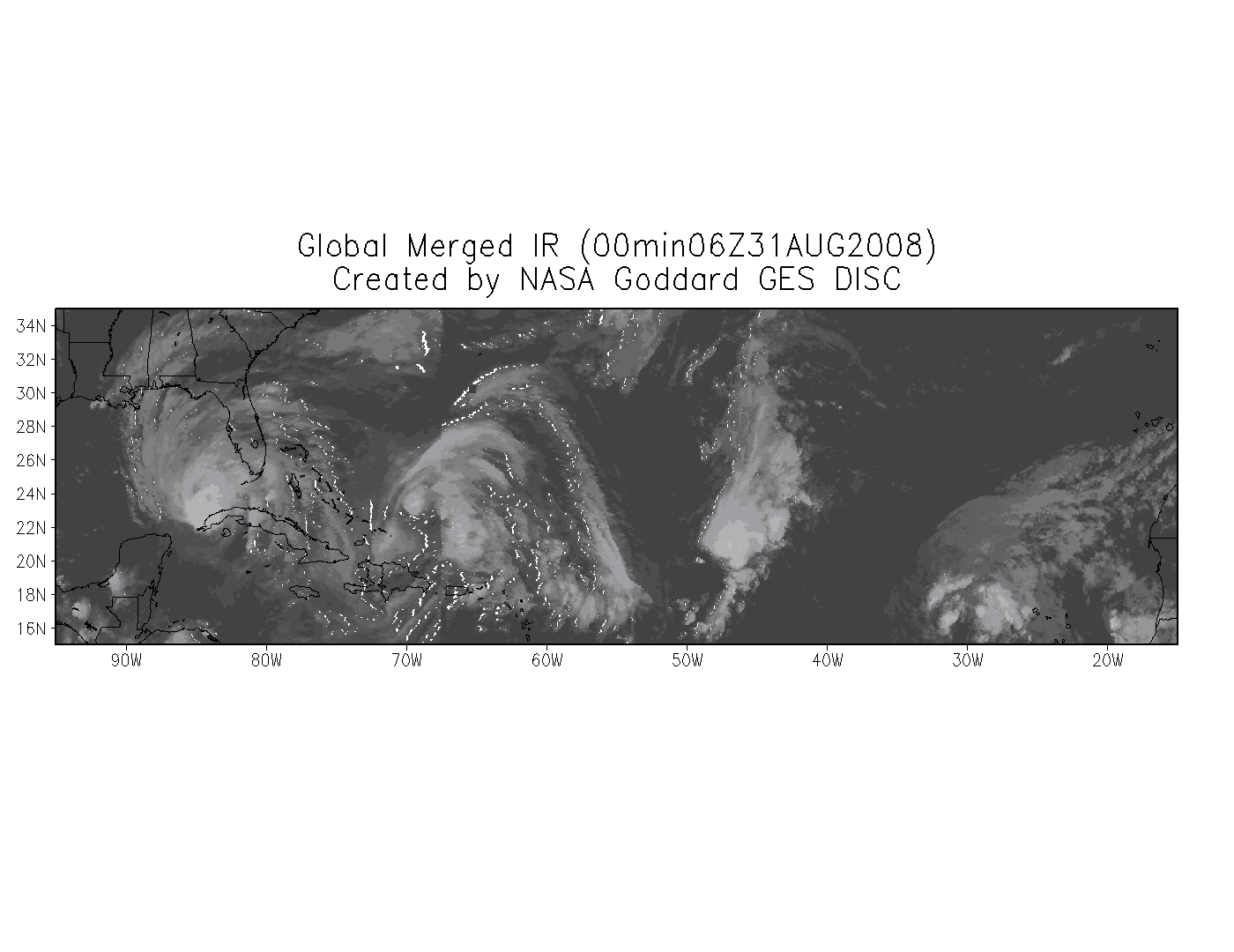Tropical Storms animation of Merged IR data 08-31-2008
