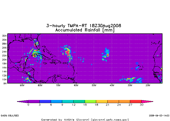 Active Atlantic Tropical Region 3B42RT Accumulated Rainfall animation