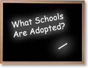 Chalkboard image asks what schools are adopted