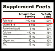 Image: Sample of Supplement Facts information