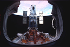image of the Hubble in the shuttle payload bay