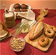 Picture of whole-wheat flour and whole-wheat baked goods