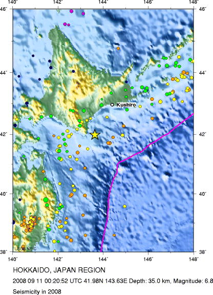 Seismicity in 2008