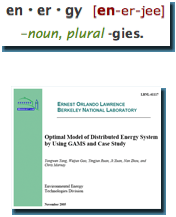 Cover of an EETD report and the pronunciation of the word energy.