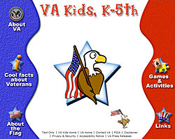 Screenshot of Department of Veterans Affairs' VA Kids website.