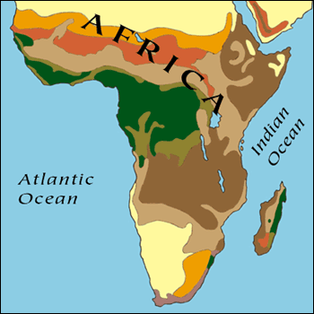 Map of Sub-Saharan Africa Habitats