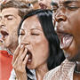 Illustration of people yawning