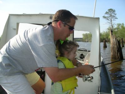 Father and daughter fishing