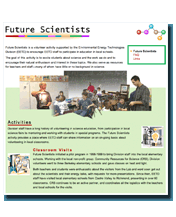 Screenshot of the Future Scientists web site