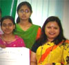 Photo of Youth Grant Competition winners receiving recognition in Dhaka awards ceremony