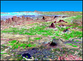 SRTM Perspective View with Landsat Overlay: Bhuj, India
