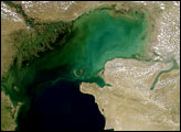 Sediment Clouds the Caspian Sea