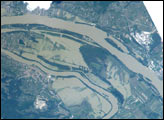 Danube River flooding near V c, Hungary