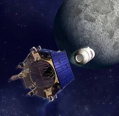 LCROSS spacecraft above the Moon's surface