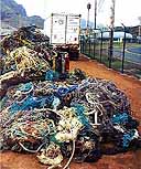 a dangerous fishing net is removed